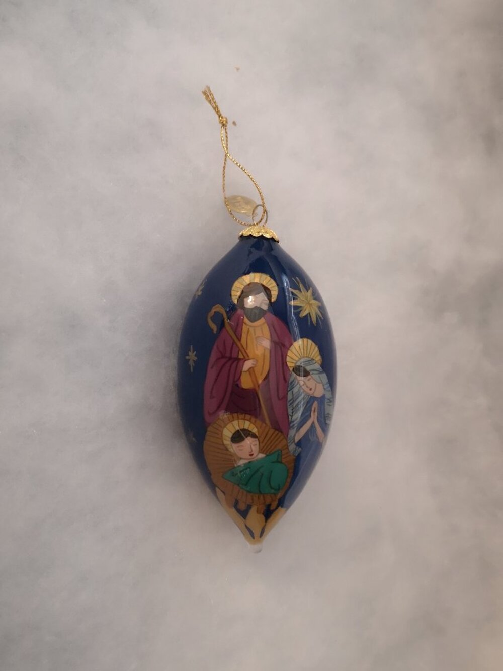 Pier 1 Li Bien 2014 Nativity Hand Painted Christmas Ornament Tear Drop Shape